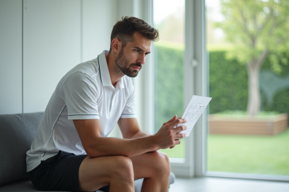 Athlète européen en test médical dans une clinique sportive