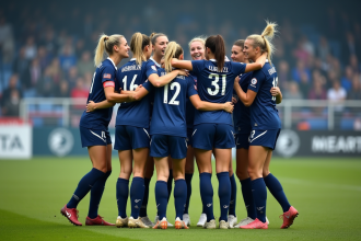 Jeunes femmes football en célébration sur le terrain