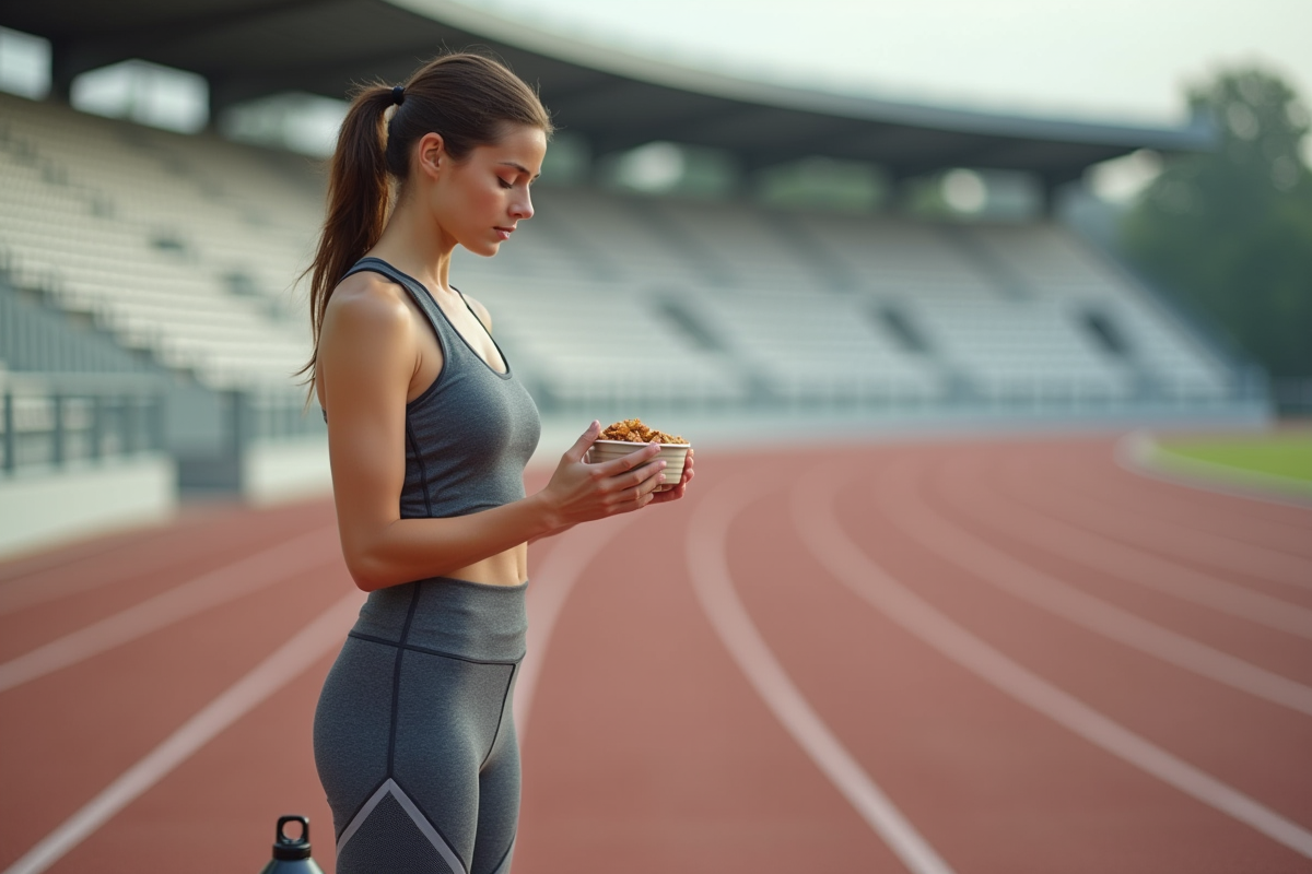 Jeune femme en entraînement sur une piste d
