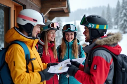 Groupe d'étudiants en ski à Villard de Lans