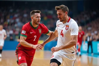 Deux joueurs de handball en action intense sur le terrain