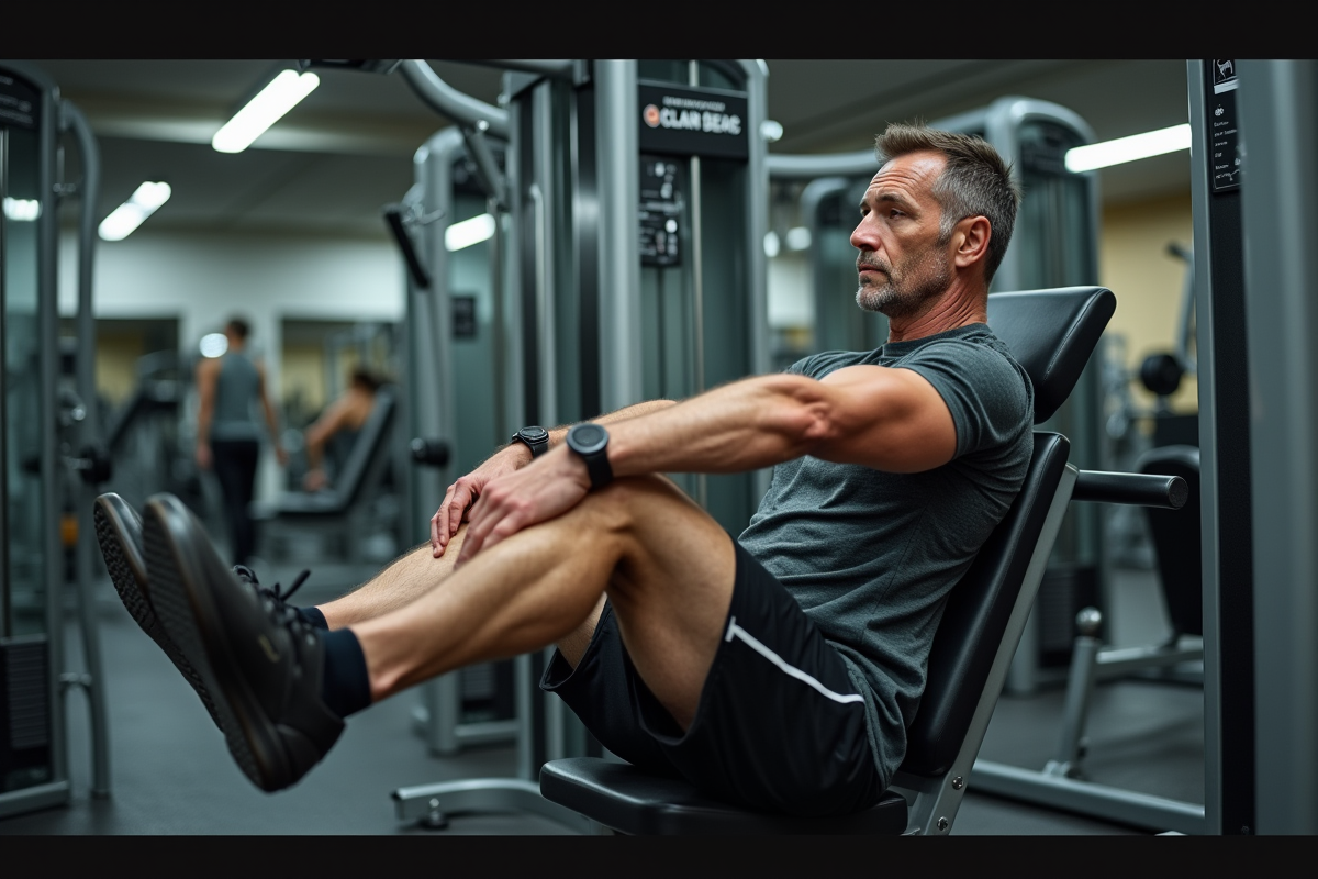 Homme faisant des levées de jambes dans une salle de sport