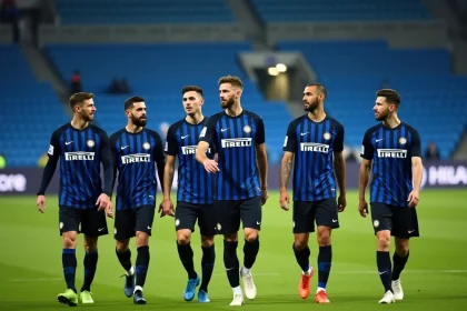 Groupe de joueurs Inter Milan sur le terrain avant un match