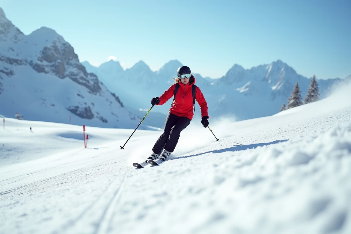 Skieuse sur les pistes de Pra Loup profitant d'un forfait ski économique en 2026