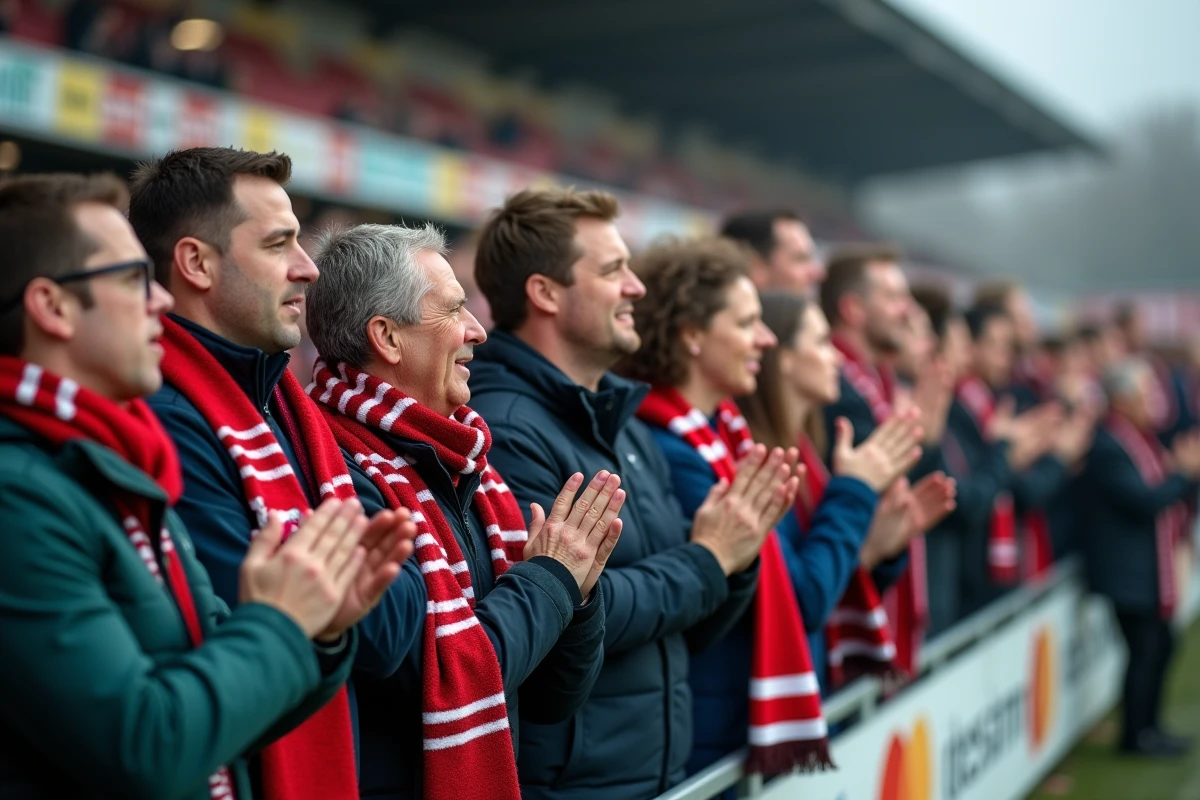 Supporters de rugby encourageant lors d’un match